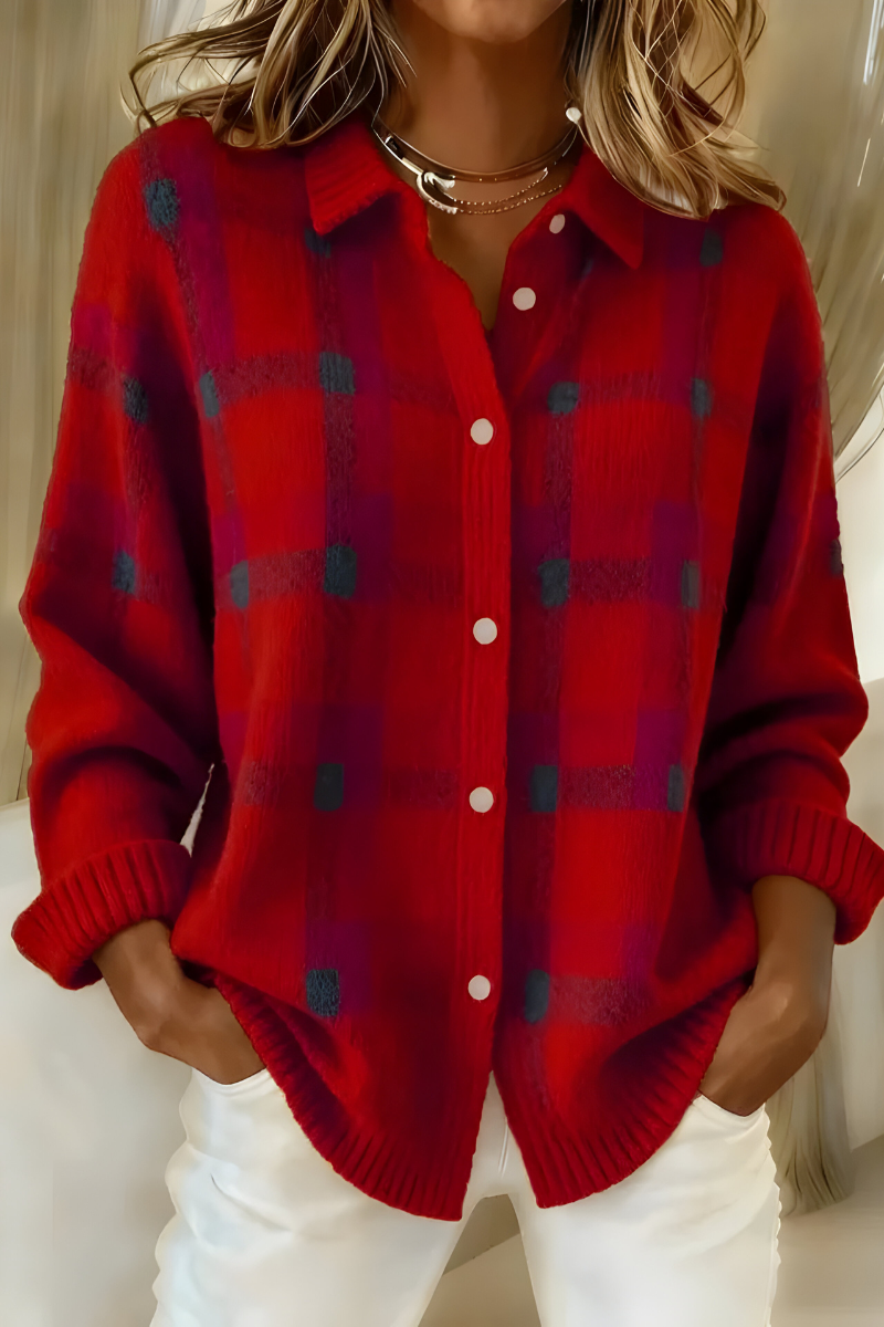 ANNA - CARDIGAN EN MAILLE À CARREAUX