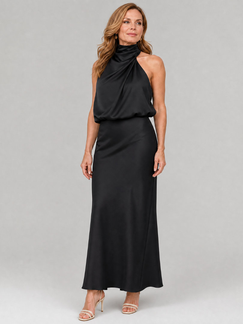 Nopal | Robe Midi Sans Manches Col Drapé