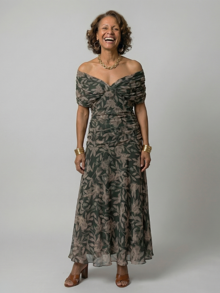 Calen | Robe Midi Fluide Épaules Dénudées