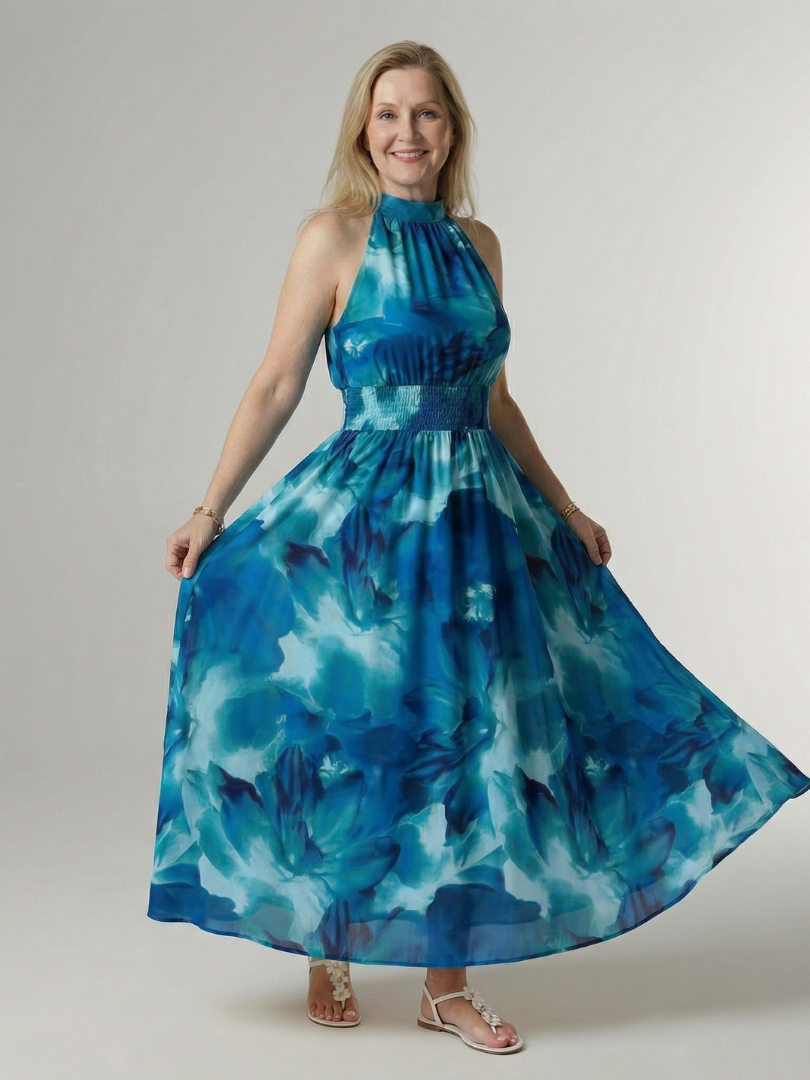 Sylin | Robe Midi Halter Froncée