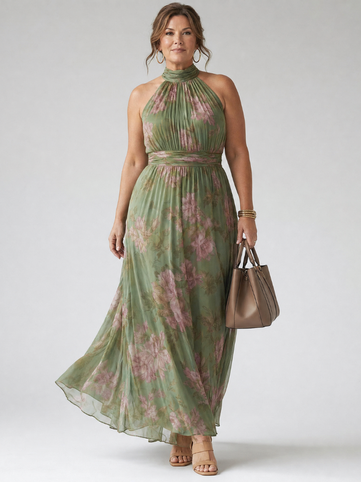 Mirelle | Robe Midi Halter Froncée