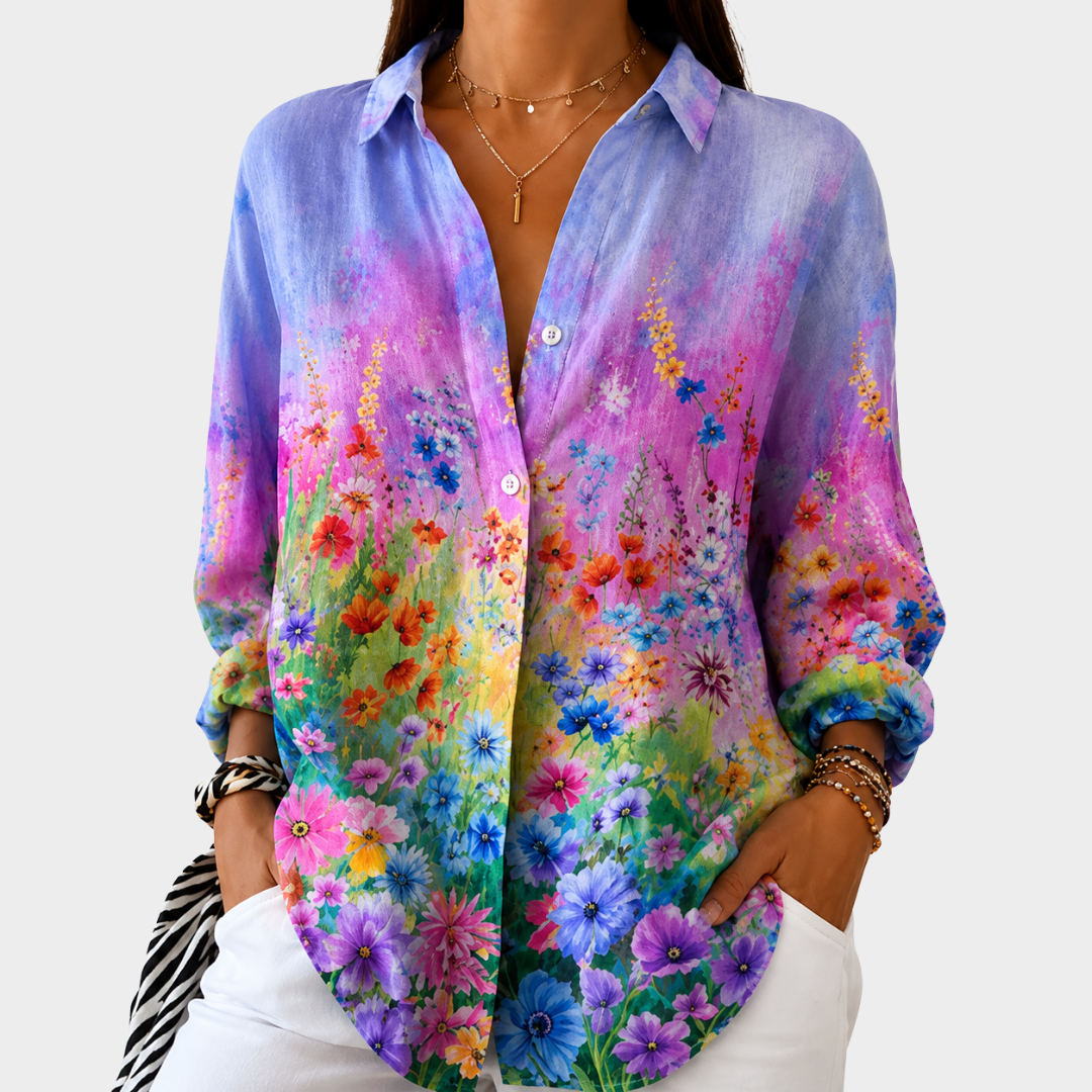 Blouse Jardin Coucher de Soleil Fleurs des Champs