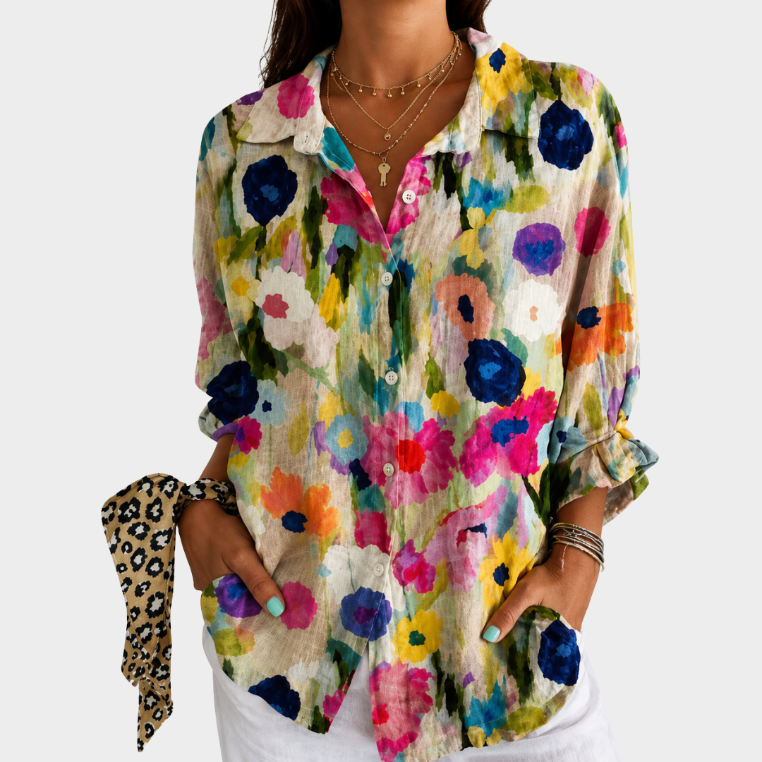 Blouse Floraison de Prairie Aquarelle