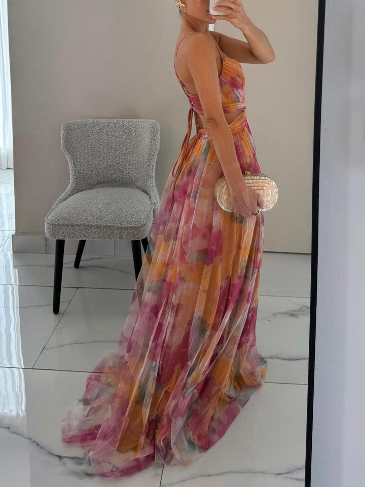 Karen | Robe Maxi Imprimée Fleurie avec Col V