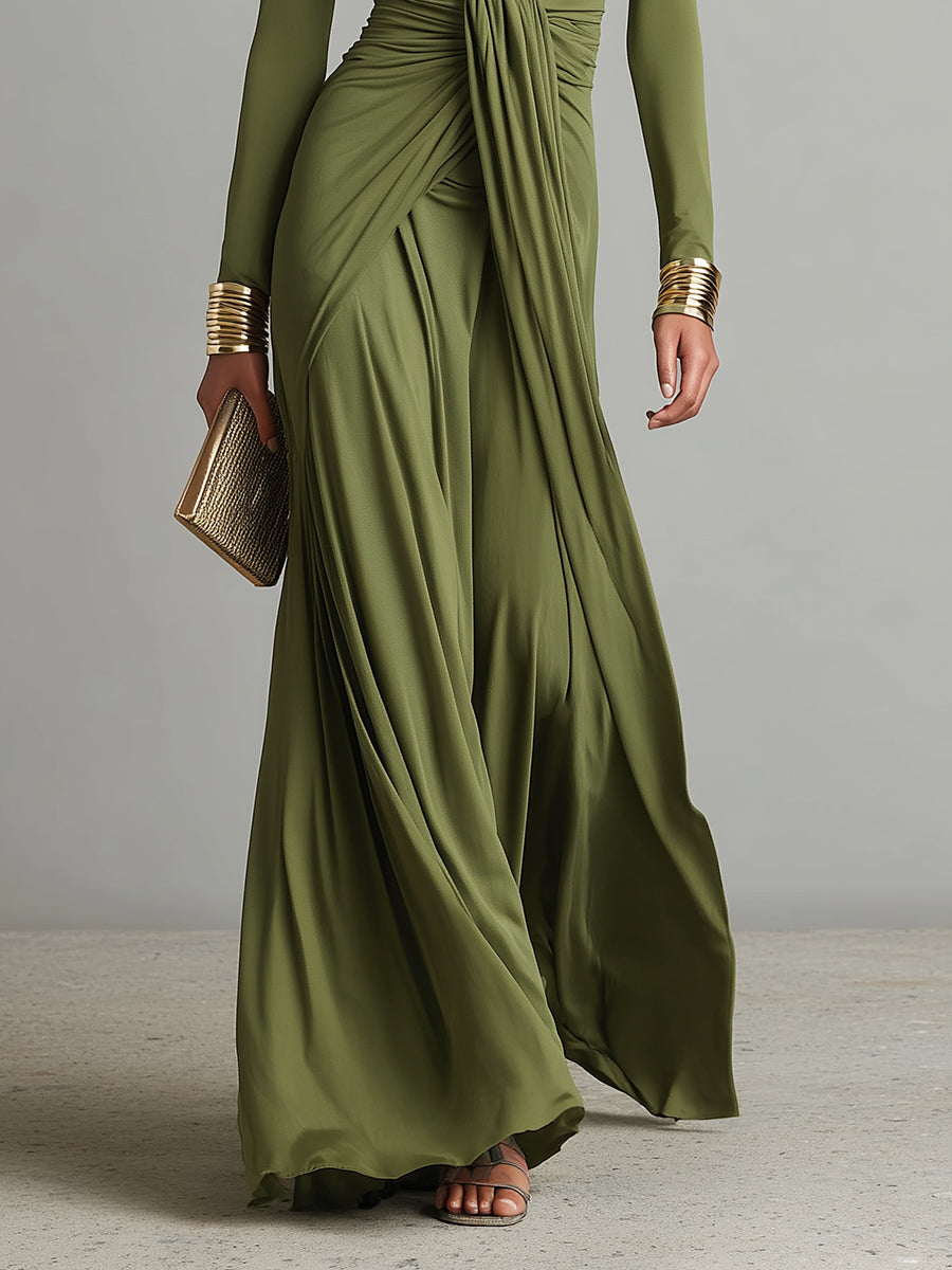 Valentina · Robe longue à col V avec détails à volants
