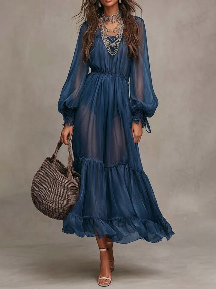 Gerda | Robe Midi Élégante avec Col en V