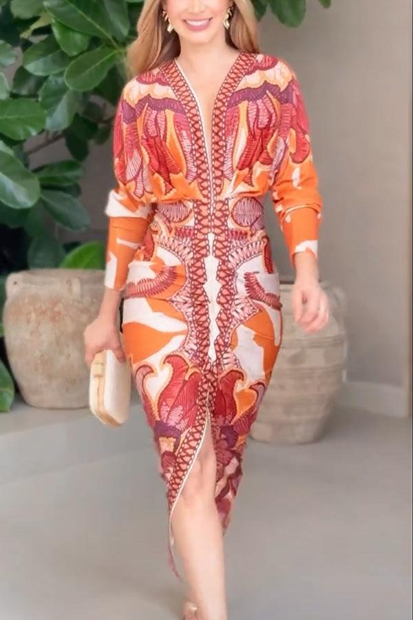 Eva | Robe Midi Dolman Imprimée Unique Sun Escape