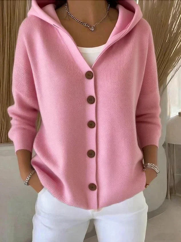 Darienne - Cardigan à Capuche Bouton-Up Maille