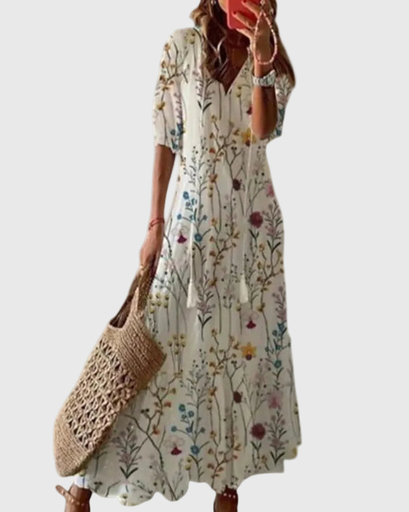 Ramona | Robe Longue Bohème Vintage d'Été