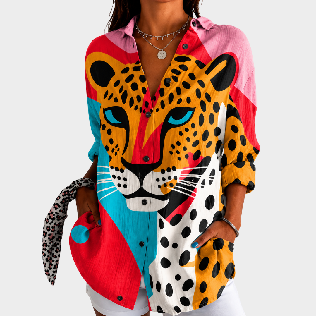 Blouse Visage Léopard Affirmé