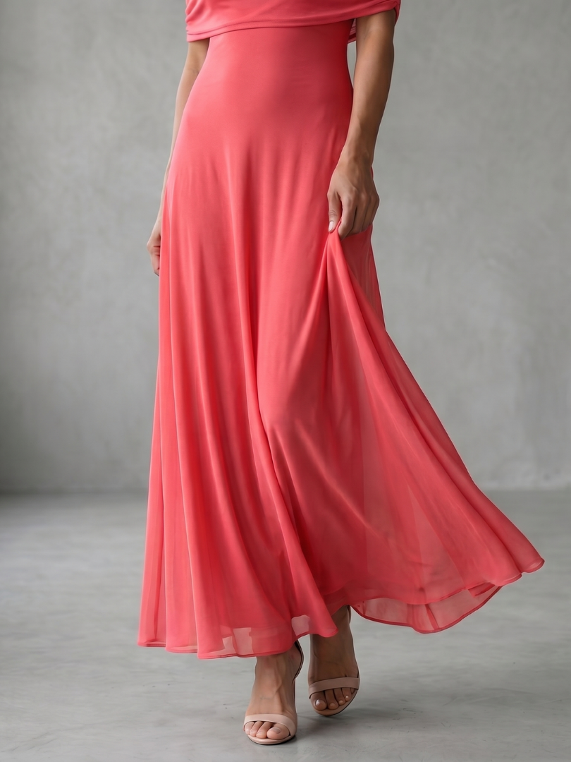 June | Robe Midi Drapée Épaules Dénudées