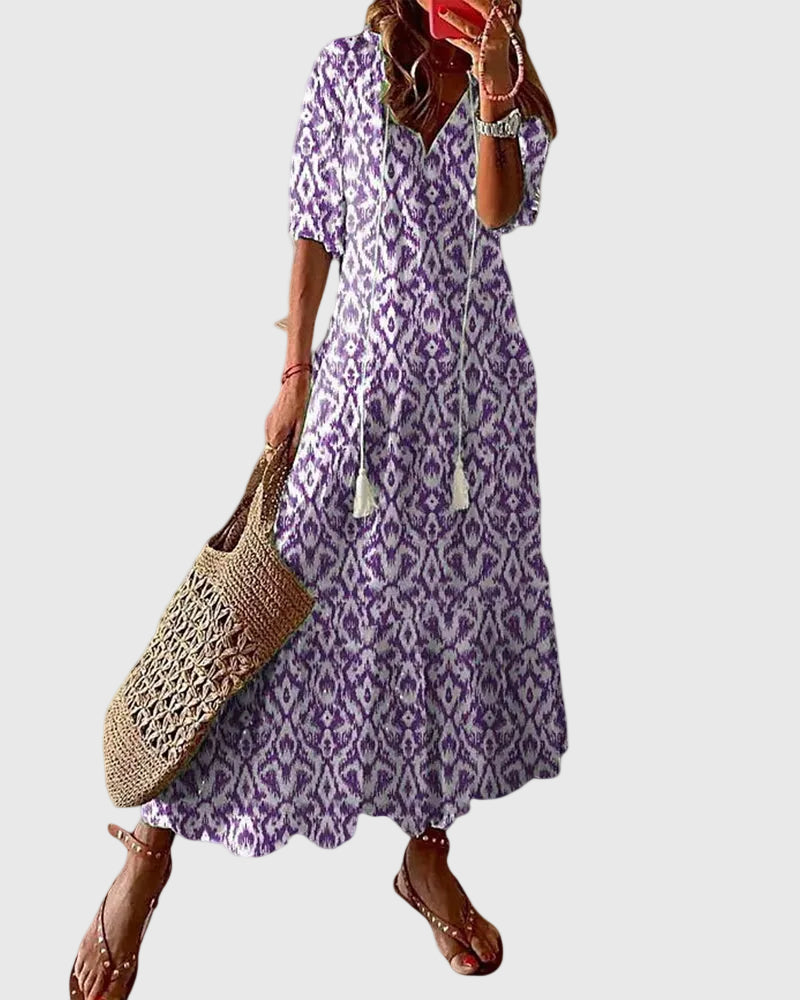 Ramona | Robe Longue Bohème Vintage d'Été