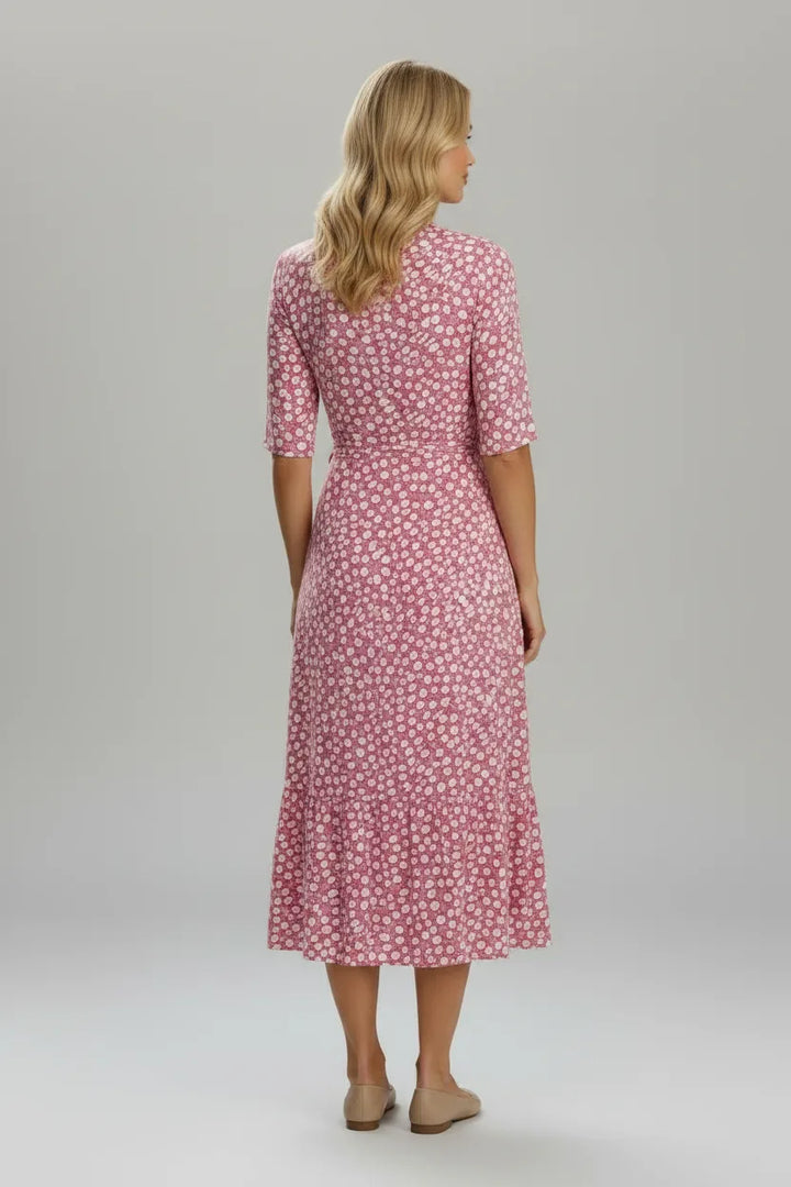 Annie | Robe Midi à Pois Élégante Effet Ventre Plat