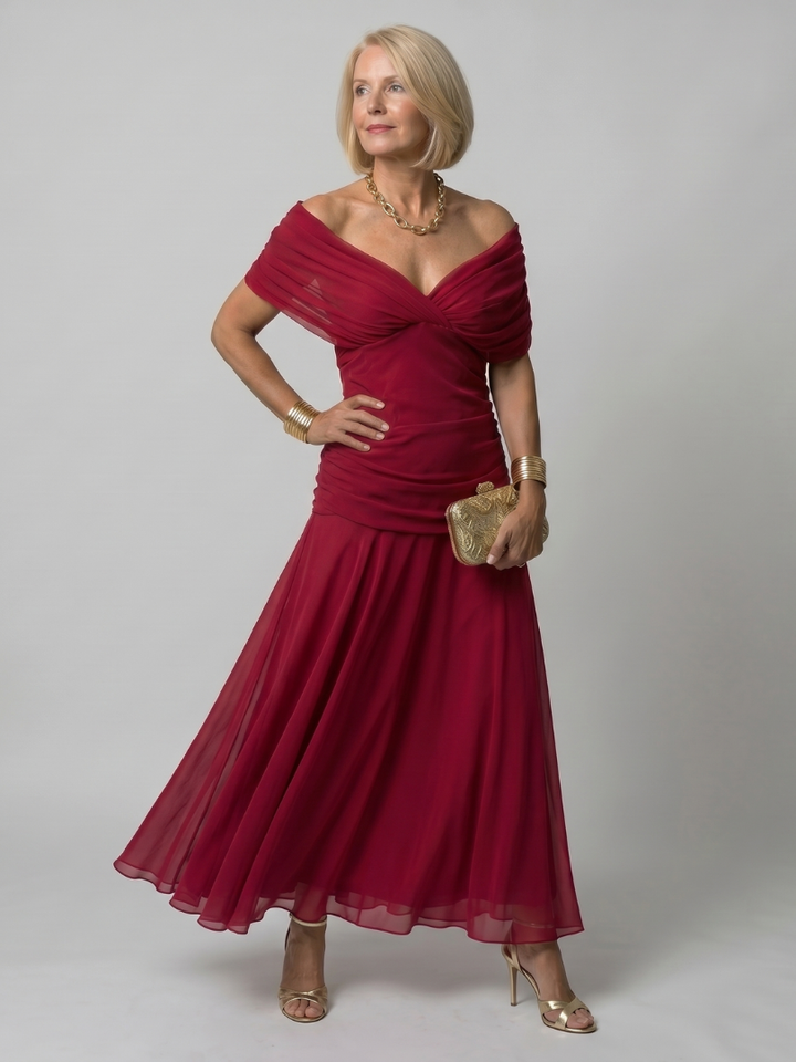 Calen | Robe Midi Fluide Épaules Dénudées