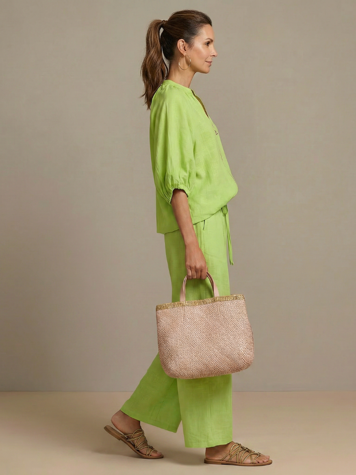Natalia | Top Blouson avec Zip et Pantalon à Jambe Large