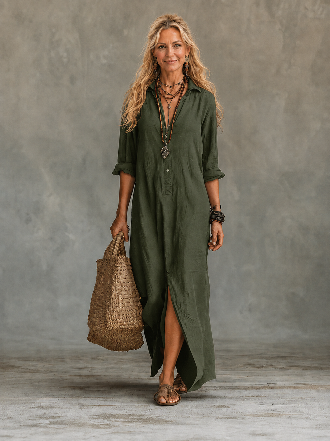Vivienne | Robe maxi boutonnée