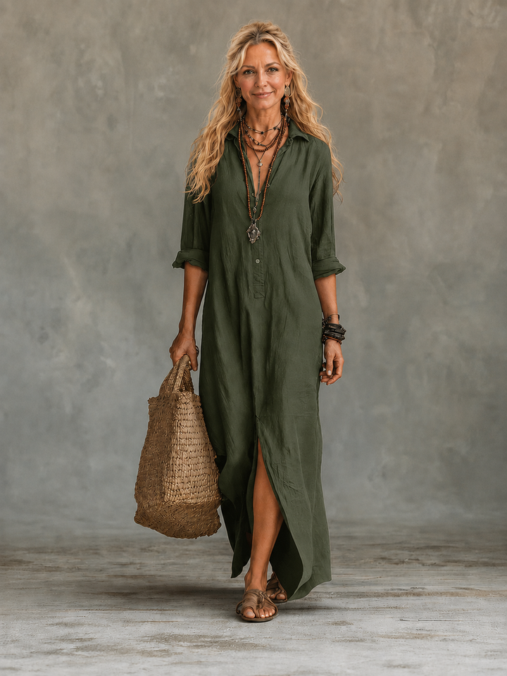 Vivienne | Robe maxi boutonnée