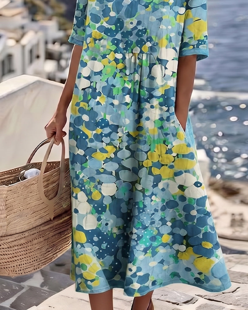 ELENA™ - ROBE MIDI D'ÉTÉ FLEURIE ÉLÉGANTE