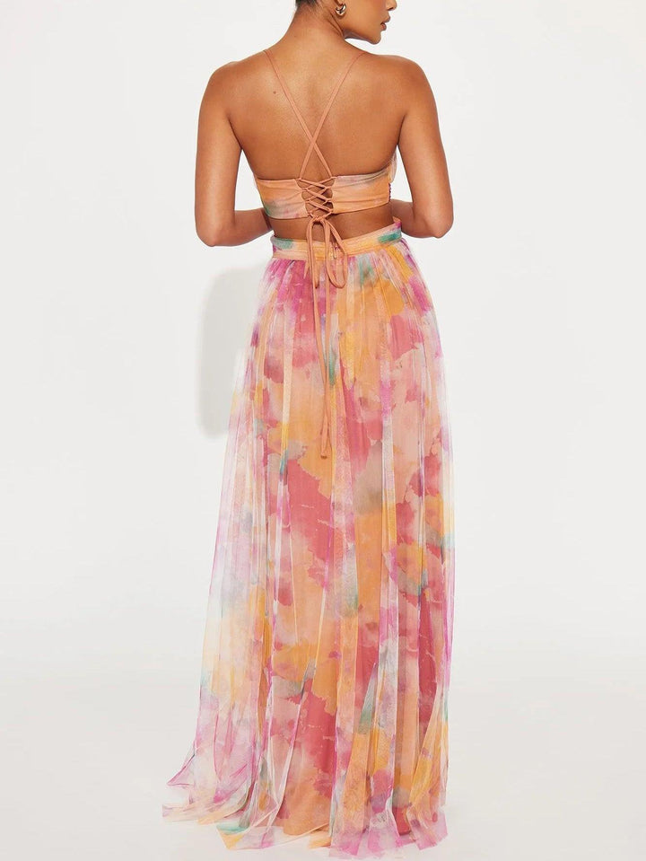 Karen | Robe Maxi Imprimée Fleurie avec Col V