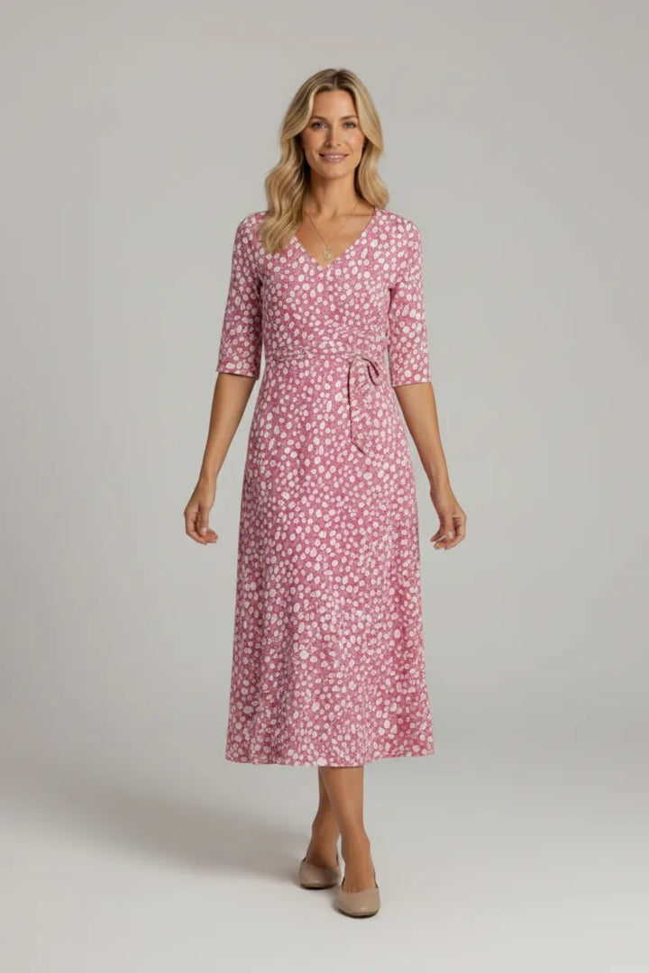 Annie | Robe Midi à Pois Élégante Effet Ventre Plat