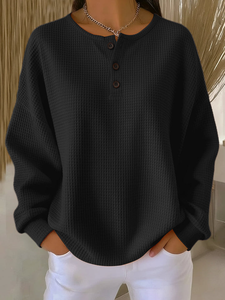 Mirabel - Sweat-shirt Henley confortable à motif gaufré