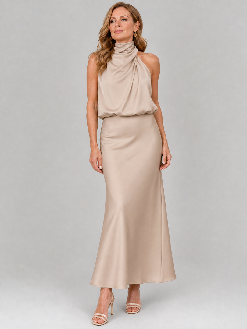 Nopal | Robe Midi Sans Manches Col Drapé