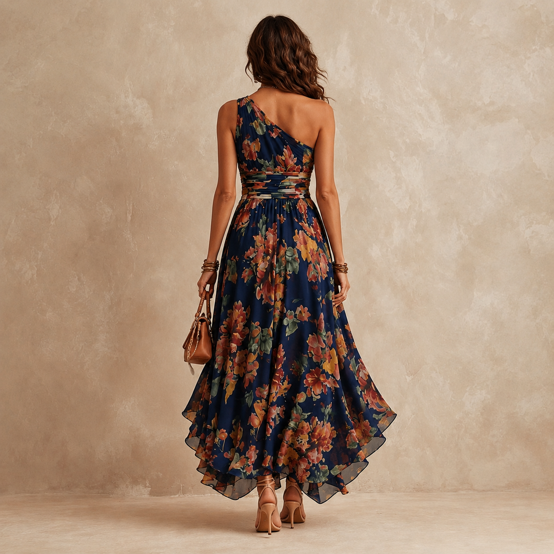 Celeste | Robe maxi fleurie à une épaule