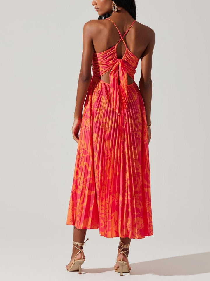 Heather | Robe Midi Plissée Élégante Imprimé Floral Chic Côtier