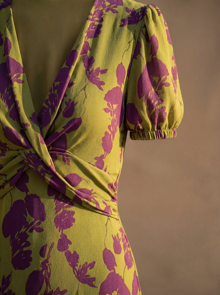 Robe maxi fleurie à tombé fluide