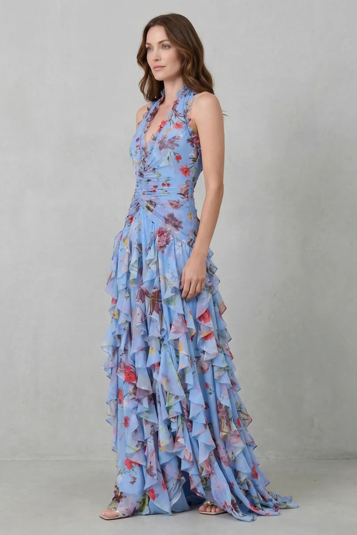 Bella | Robe longue à encolure halter