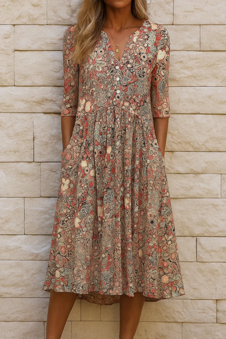 Harlow | Robe Midi Col V Gracieux