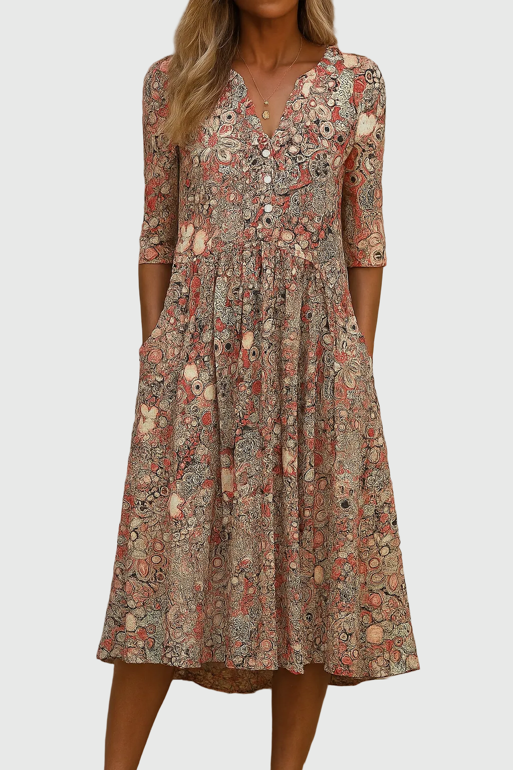 Harlow | Robe Midi Col V Gracieux