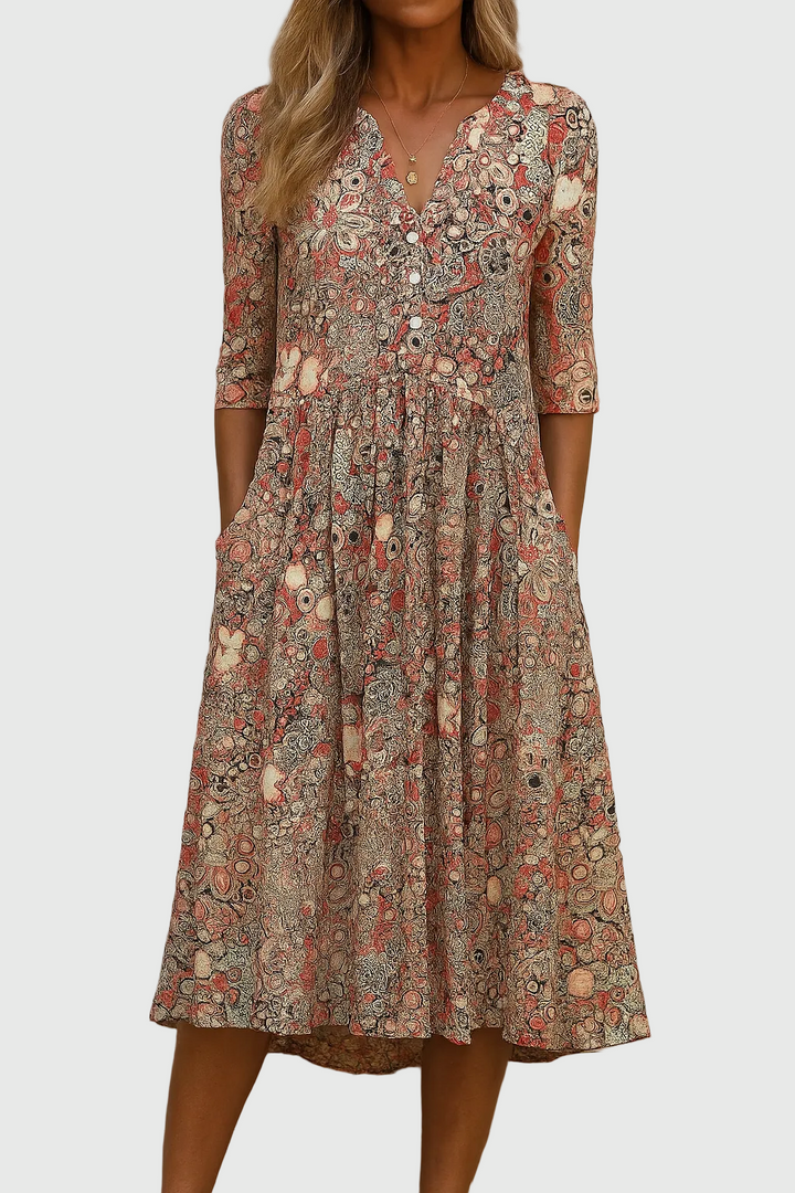 Harlow | Robe Midi Col V Gracieux