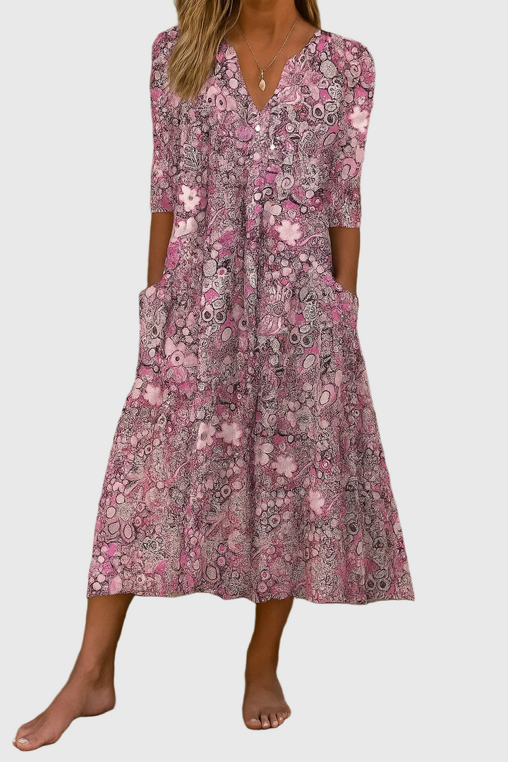 Harlow | Robe Midi Col V Gracieux