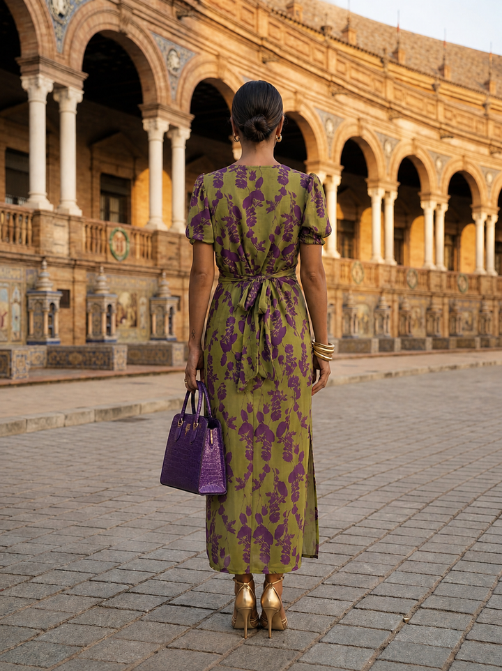 Robe Maxi Florale à Tombé Fluide