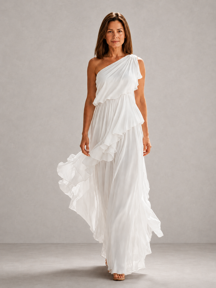 Scarlett | Robe maxi à une épaule et volants