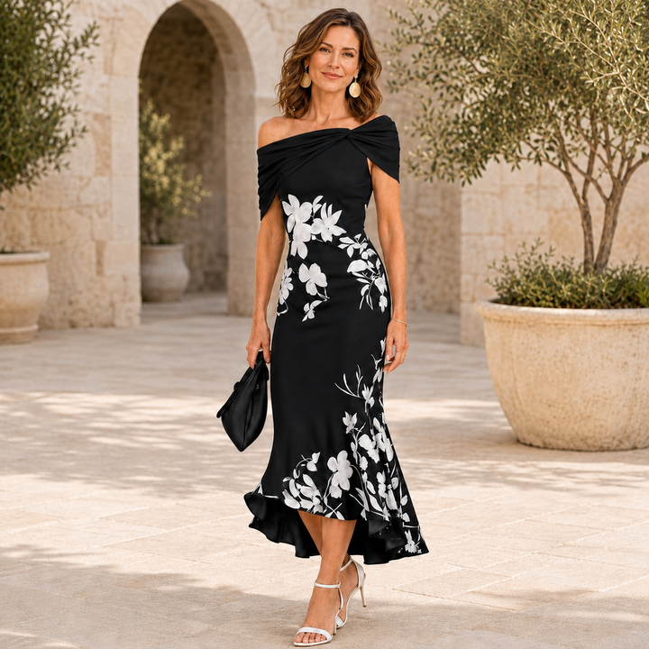 Flora | Robe midi fleurie sculptante