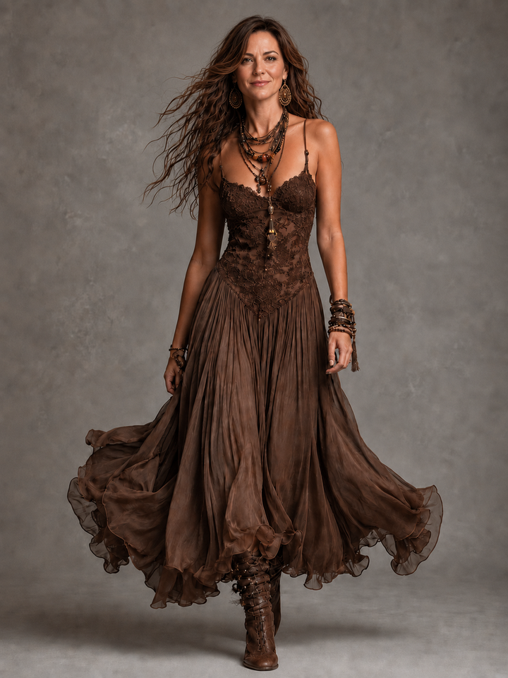 Olivia | Robe maxi corset en dentelle