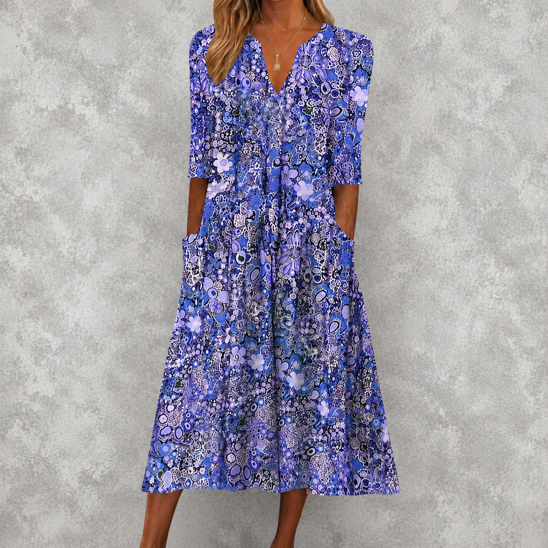 Evelyn | Robe Midi Gracieuse à Poches