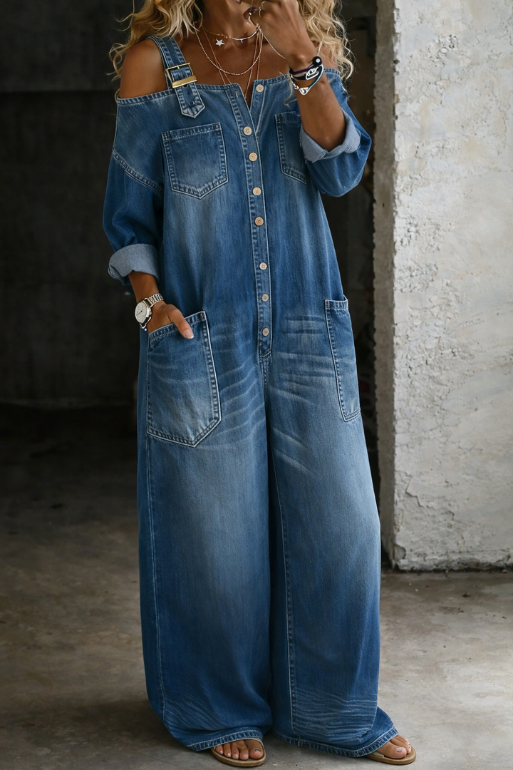 Sophia | Robe en denim avec épaules dénudées