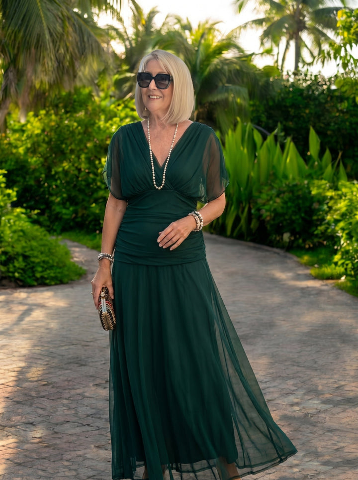 Luisa | Robe longue de fête élégante à col en V