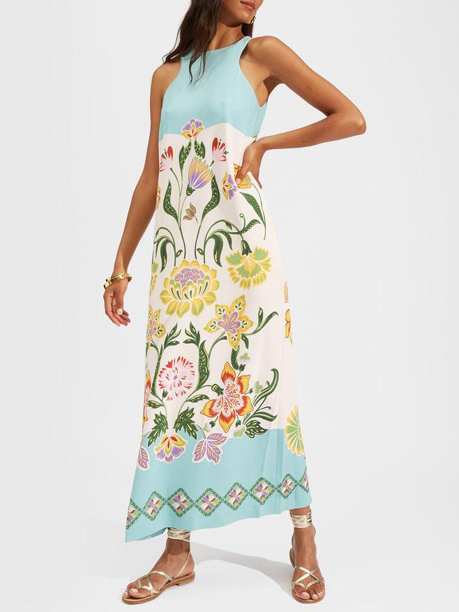 Ava | Robe midi sans manches avec imprimé floral Resort Sunshine