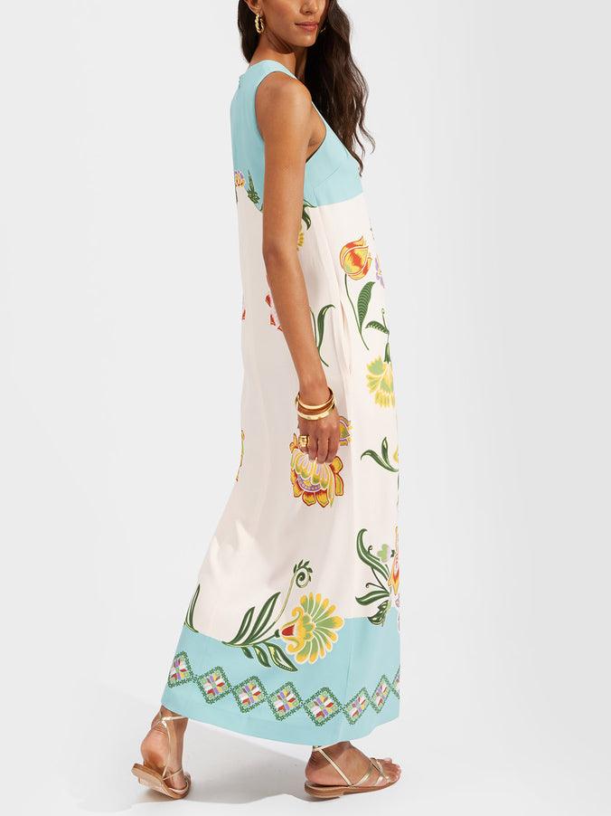 Ava | Robe midi sans manches avec imprimé floral Resort Sunshine