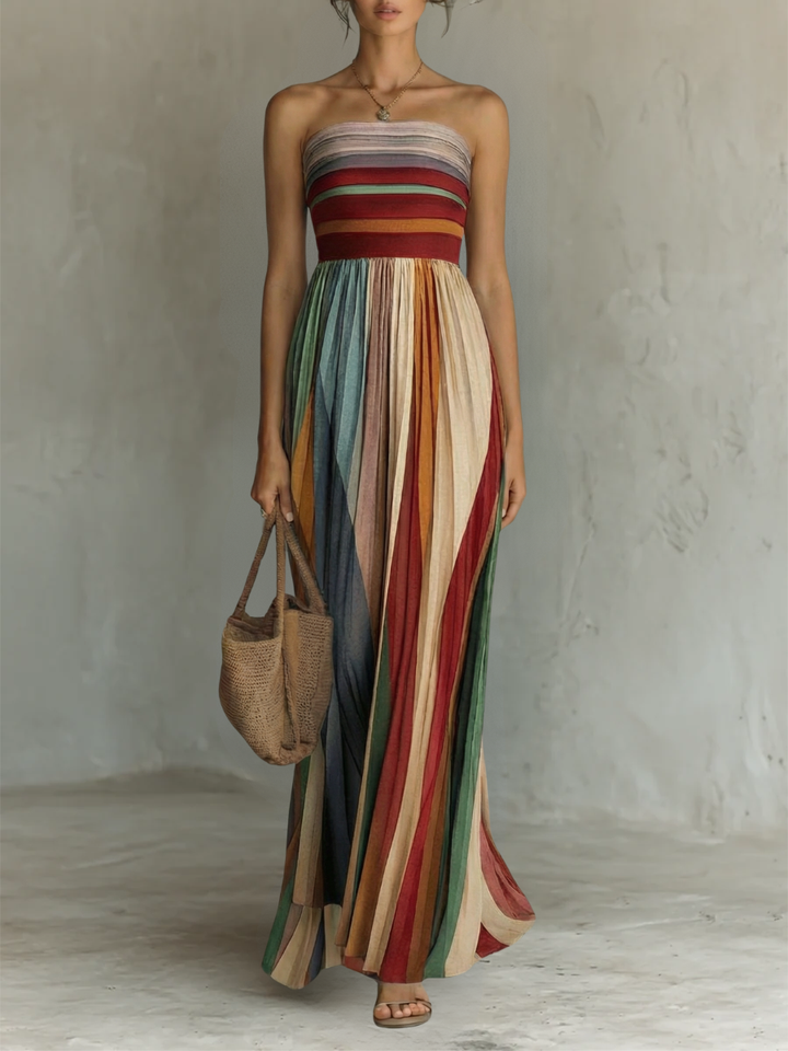 Emma - Robe Longue Colorée à Panneaux sans Manches