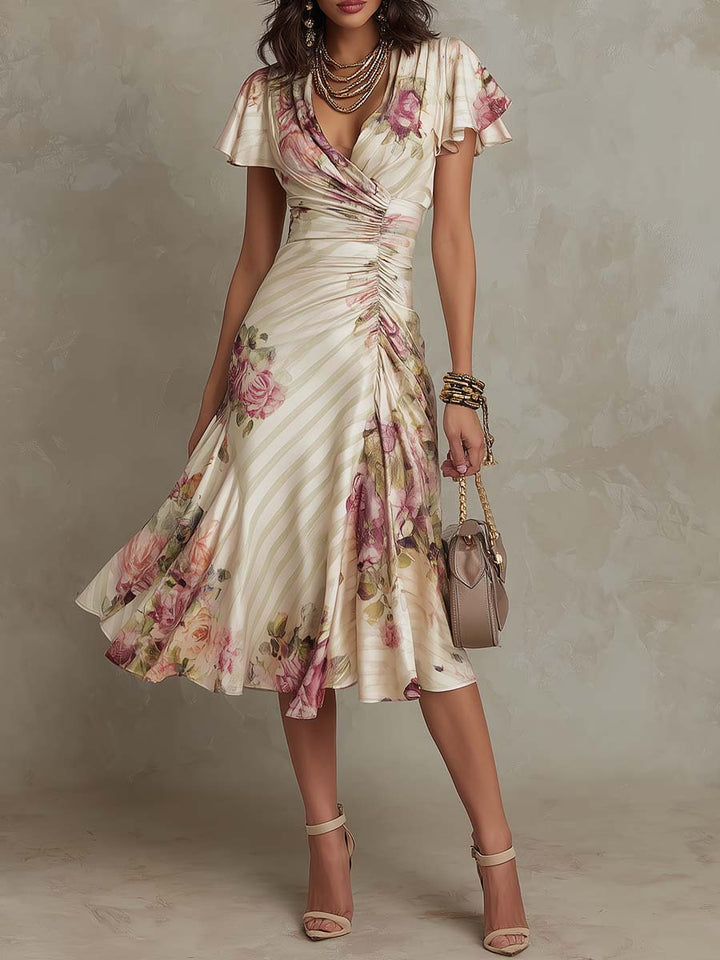 Alba™ | Robe Midi Élégante Style Rétro à Imprimé Floral