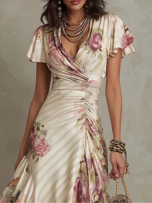Alba™ | Robe Midi Élégante Style Rétro à Imprimé Floral