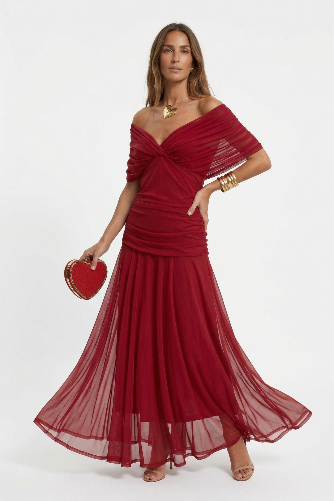 Robe longue à col en V