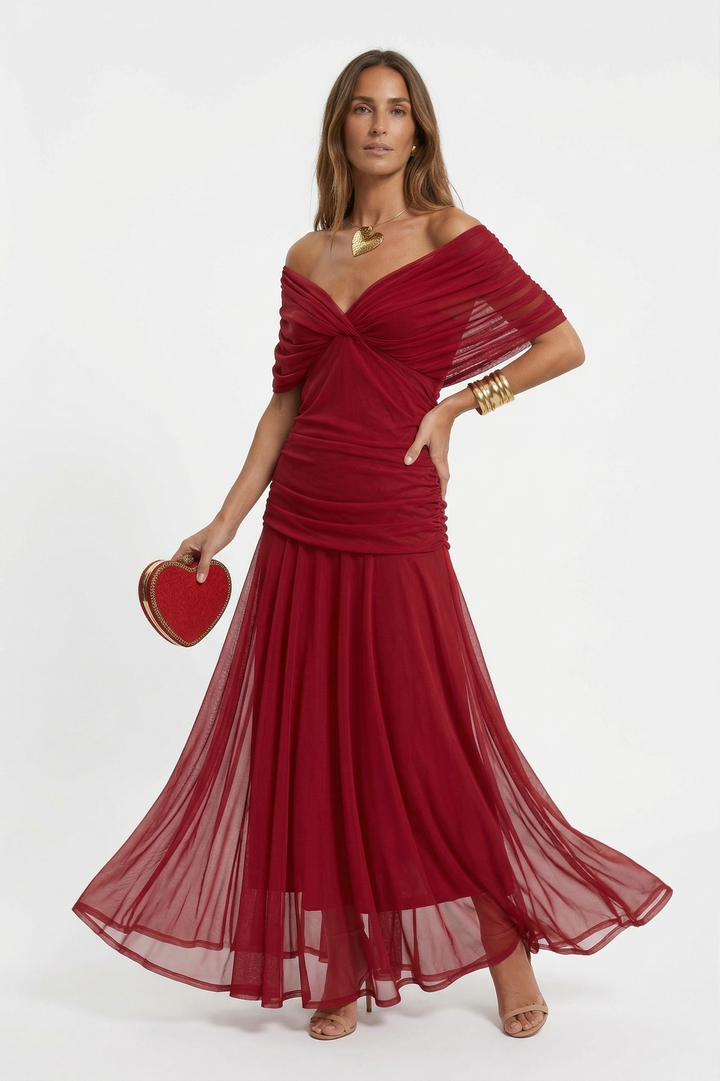 Robe longue à col en V