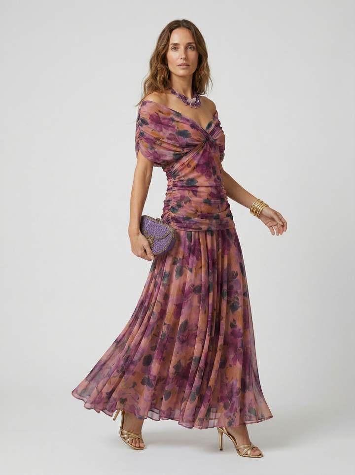 Robe longue col en V