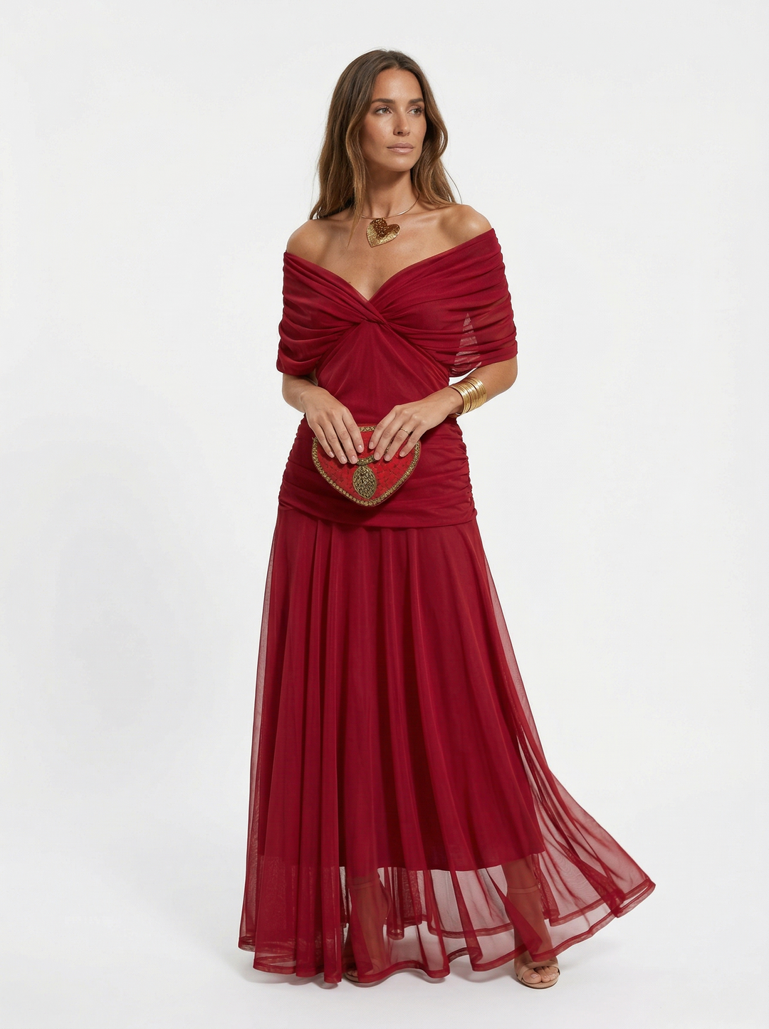 Robe longue à col en V